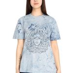 Handmade Blue Marble Medusa Graphic Tee Mythology Art Shirt Size XL Photo 0