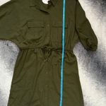 Bishop and Young Safari Olive Green Puff Sleeve Button Up Midi Dress - Small NWT Photo 10