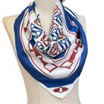 Bundle of 2 Scarves Red Heart Print & Blue Equestrian Horse Bit Square Scarves Photo 1