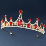 🆕Red Crystal Rhinestone Tiara Crown Red Photo 1