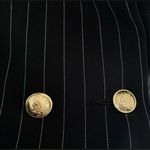 ZARA  Pinstripe Blazer Black Double Breasted Gold Buttons Tailored Old Money Photo 4