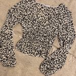 ZARA  animal print cropped tie front long sleeve top peplum Photo 5
