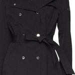 Calvin Klein Black Double Breasted Button Rain Jacket Trench Coat Photo 0