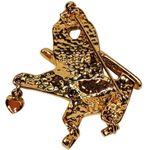 Vtg Enamel Beach Patio Chair Pin Dangle Hearts 2" Unsigned White Photo 2