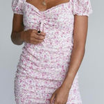 Princess Polly  Elmer Ruched Lined Mini Dress Pink & White Floral‎ Size 0 Photo 0