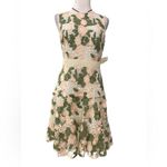 Shoshanna  Green and Cream Floral Lace Midi Dress Women's Roseia Cocktail Size 4 Photo 1