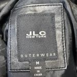 JLC 100% Leather Women's Black Button Down Collar Long Sleeve Coat Jacket Size M Blue Size M Photo 2