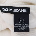 DKNY NWOT  Jeans Cream Ribbed Knit Long Sleeve Keyhole Top Women's Size Large Photo 8