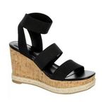 Steve Madden NEW  Madden Girl Wedge Sandals Black Cork Heel Open Toe Womens 8.5 Photo 0