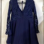 Tularosa Revolve Skylar Lace V Neck Mini Dress Blue Small Photo 4