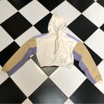 Forever 21 NWT  Color Block Cropped Hoodie Sweatshirt Cream Tan Lavender Neutrals Photo 4
