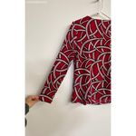 Liz Claiborne  Womens Blouse Medium Geometric Long‎ Sleeve Pleated V Neck - PM Photo 4