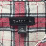 Talbots  Shirt Womens Button Up Long Sleeves Cotton Red White Plaid Ruffled XS Photo 4