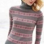 Garnet Hill  Fair Isle Angora Blend Turtleneck Sweater L Grey Photo 1
