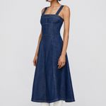 Simkhai Cici Bustier Denim Midi Dress. NWT. Size 14, (runs small). Blue Photo 2