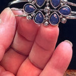 Chic Silver Bracelet with Deep Blue Stones Photo 0