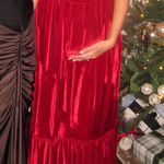 Petal and Pup  Betina Bow Front Maxi Dress Red Velvet  Photo 0