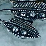 Silver Color Metal Bunch Cluster Leaf Leaves Jewelry Pin Brooch Faux Marcasite Photo 13