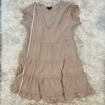 Style House Women's  Cream V-Neck Baby Doll Ruffle Swing Dress Size Medium Photo 12