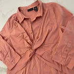 Apostrophe Stretch 1/4 Button Blouse 3/4 Sleeve Shirt Orange/Pink Womens XL Work Photo 1