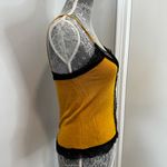 ZARA  Knit Mustard Yellow Black Lace Camisole Top. Small. Soft. Stretchy. Sexy. Photo 3