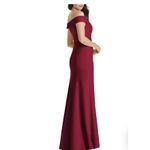 Dessy Collection Vivian Diamond Notched Off the Shoulder Crepe Gown size 10 Red Photo 1