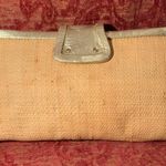 Coach Nice Silver straw clutch wristlet handbag š» Photo 3