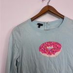 Talbots  Light Blue with Pink Sprinkle Donut Design Long Sleeve Sweater Top Photo 3