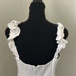 Miami  White Mini Dress w/ Smocked Back and Ruffle Sleeves Photo 7