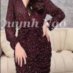 ZARA HEART PRINT Long Sleeve V-Neck Mini DRESS w/ Shoulder Pads Front Knot NEW Photo 4