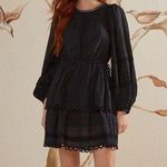 Farm Rio  Black Lace Long Sleeve Mini Dress M Photo 0