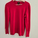 JM Collection  Button-Sleeve Red holiday Crewneck Sweater size small petite Photo 1