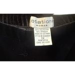 Notations  Black Velvet Pants Set with Cream Cuffs and Collar Photo 9