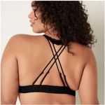 PINK - Victoria's Secret PINK Victoria’s Secret Black Lace Strappy Back Halterneck Bralette Photo 1