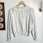 Cottagecore White Eyelet Knit Top Size XL Photo 0
