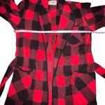 VTG LL Bean Buffalo Plaid Fleece Robe Red Black Check Lounge Wear Women's L/XL Size L Photo 4