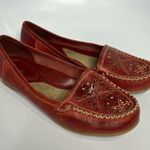Thom McAn dark red leather loafers studded women’s size 8 western style casual Photo 0