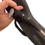 Flojos Olivia Wedge Sandals Flip Flops Black Heart SZ 6 Rhinestone Embellished Photo 12