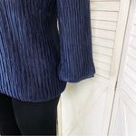 Vintage Pierre Labiche Plisse Satin Scrunch Pleated Puff Sleeve Blouse Blue 16 Blue Photo 5