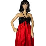 Vintage Victoria Royal Hong Kong Beaded Halter Gown Red Black Tassel Dress Small Photo 13
