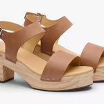 Nisolo all day open toe clog sandals wood leather‎ women’s size 7.5 almond color Tan Photo 0