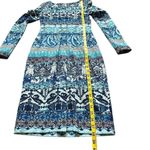 Antonio Melani Midi Bodycon Dress Size 2 Monochrome Blue Boho Print Long Sleeve Photo 9