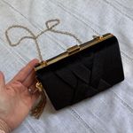 Cariedo Chic Black Velvet Clutch with Gold Tassel Chain Photo 9