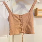 Forever 21 NWT Ribbed Peach Corset Tank Top With Tie Front Detail Size Medium Photo 0
