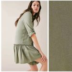 ZARA  Army Green Babydoll Ruffle Button Oversized Mini Dress XS Lightweight Beach Photo 7