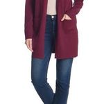 Sweet Romeo Open Drape Front Pocket Cardigan Wine Burgundy Sweater Fall Autumn Photo 0