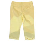 Larry Levine Women's Yellow Stretch Cuffed Hem Capri Chino Pants Size 12 Photo 3