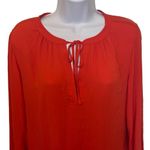 Loft Small Orange Flowy Long Sleeve Tie Front Blouse Top Shirt Office Work Boho Photo 1