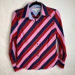 Tommy Hilfiger Blue Pink Red Striped Button Up Shirt Sz Medium Photo 4