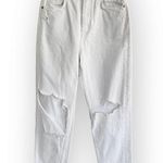 ZARA  White High Waisted Ripped Mom Jeans 6 Photo 0